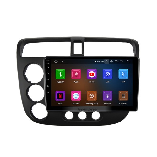 HD Touchscreen 9 polegadas Android 13.0 Para HONDA CIVIC LHD MANUAL AC 2005 Rádio Sistema de Navegação GPS Bluetooth Carplay suporte Câmera de backup