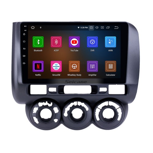 2002-2008 Honda Jazz Manual AC Android 12.0 9 polegada Navegação GPS Rádio Bluetooth HD Touchscreen Carplay suporte TV Digital