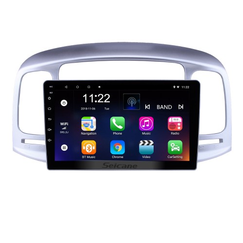 2006-2011 Hyundai Accent Touch tela Android 13.0 de 9 polegadas Unidade Cabeça Bluetooth Estéreo com música suporte AUX WIFI DAB + OBD2 DVR controle da roda de direção