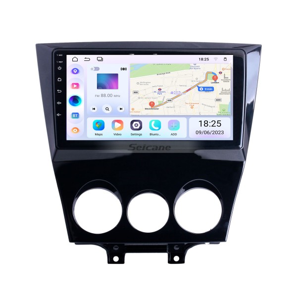 Android 14.0 9 polegadas para 2009 2010 2011 Mazda RX8 Rádio HD Touchscreen Sistema de navegação GPS com suporte Bluetooth Carplay Câmera de ré