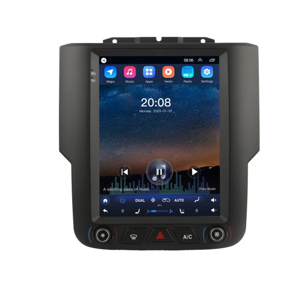 Tela sensível ao toque de 9,7 polegadas Android 10.0 estéreo para rádio de reposição Dodge Ram 2013-2018 com Carplay integrado Bluetooth GPS com suporte para controle de volante