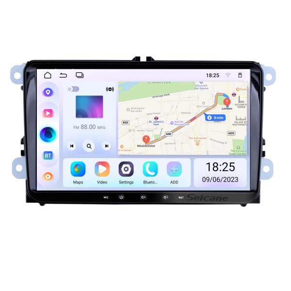 Android 13.0 de 9 polegadas para sistema de navegação GPS estéreo universal VW Volkswagen com Bluetooth OBD2 DVR HD com tela sensível ao toque câmera retrovisor