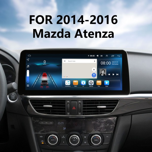 Android 12.0 de 12,3 polegadas para 2014 2015 2016 Mazda 6 Atenza Rádio Sistema de navegação GPS com tela sensível ao toque HD com suporte para Bluetooth Carplay OBD2