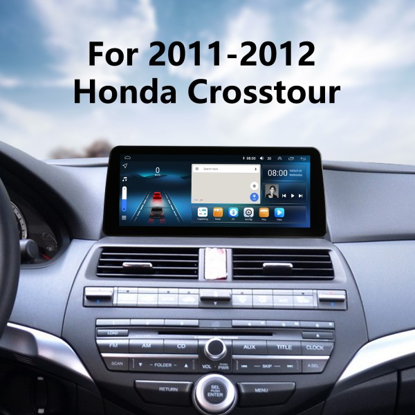 Android 12.0 de 12,3 polegadas para 2008 2009-2013 Honda Accord 8 2011 2012 Honda Crosstour Sistema de navegação GPS estéreo com suporte para tela sensível ao toque Bluetooth Câmera retrovisora