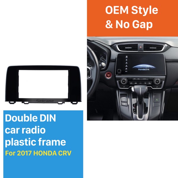 2 Duplo DIN Em Dash Carro EstéreoRadio Fascia Painel Trim Kit Instalação Quadro Para 2017 HONDA CRV UV PRETO Sem Lacuna