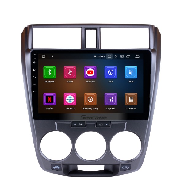 HD 1024*600 Tela sensível ao toque 2008-2013 HONDA CITY 10,1 polegadas Rádio DVD Player Android 13.0 Sistema de navegação GPS com Wifi Câmera de backup Bluetooth Link do espelho OBD2 DAB + DVR Controle do volante