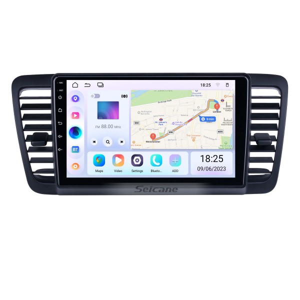 HD Touchscreen 9 polegadas Android 13.0 para 2004 2005 2006-2009 Subaru Legacy/Liberty Rádio Sistema de Navegação GPS com suporte Bluetooth Carplay DVR