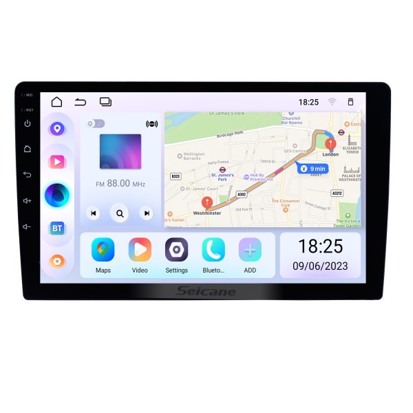 Android 13.0 9 polegadas Sistema de navegação GPS universal por rádio Bluetooth Telefone WIFI Suporte ao reprodutor multimídia 1080P Vídeo USB Volante espelho Link