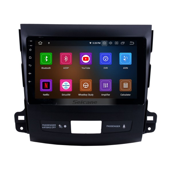 Rádio com tela de toque de 9 polegadas Android 12.0 Sistema de navegação GPS Bluetooth para 2006-2014 Mitsubishi OUTLANDER Suporte TPMS DVR OBD II USB SD 3G WiFi Câmera traseira Controle do volante HD 1080P Vídeo AUX