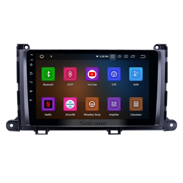 9 polegada 2009-2014 Toyota Sienna Android 12.0 Navegação GPS Rádio Bluetooth HD Touchscreen AUX Carplay Música suporte 1080 P Vídeo Digital TV câmera Traseira