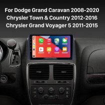 Rádio Android 12.0 de 9 polegadas para Dodge Grand Caravan 2008-2020 Chrysler Town & Country 2012-2016 Chrysler Grand Voyager 5 2011-2015 Touchscreen GPS Navigation System Bluetooth Carplay