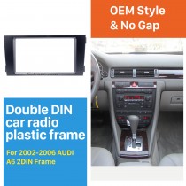 Preto Double Din 2002-2006 Audi A6 Car Radio Fascia Adaptor Painel de DVD Kit Quadro traço Instalação