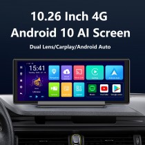 10,26 polegadas Carplay Android 10.0 AI Tela inteligente frontal traseira dupla gravação 4G console central de alto desempenho