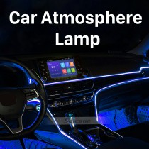 Lâmpadas decorativas para interior do carro Luzes ambiente LED RGB Multicores Música Som Controle móvel