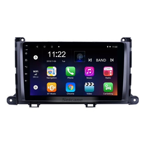 OEM 9-дюймовый Android 13.0 Radio для 2009-2014 Toyota Sienna Bluetooth HD с сенсорным экраном GPS-навигация Поддержка AUX USB Carplay DVR OBD Камера заднего вида