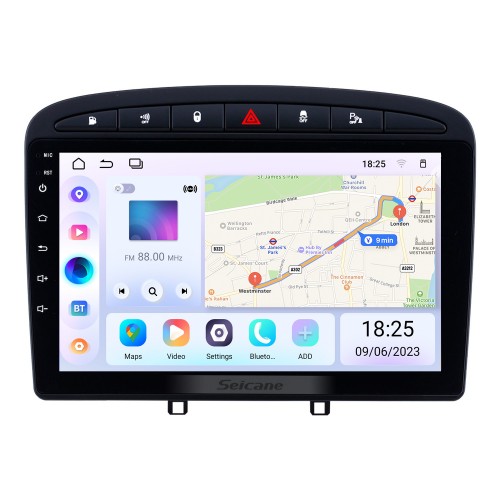 Послепродажный 9-дюймовый автомобильный стереосистема Android 13.0 для 2010-2016 PEUGEOT 408 с GPS-навигацией Bluetooth Автомобильная стереосистема Головное устройство Сенсорный экран Зеркальная связь OBD2 WiFi Видео USB SD
