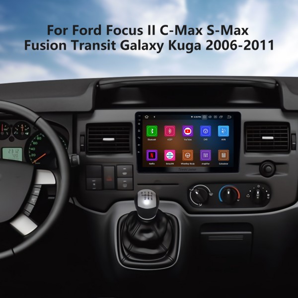 Android 13.0 для Ford Focus II C-Max S-Max Fusion Transit Galaxy 2006-2011 2.5D IPS 9-дюймовый сенсорный экран GPS-навигация Радио Bluetooth Поддержка Carplay Задняя камера DAB + OBD2