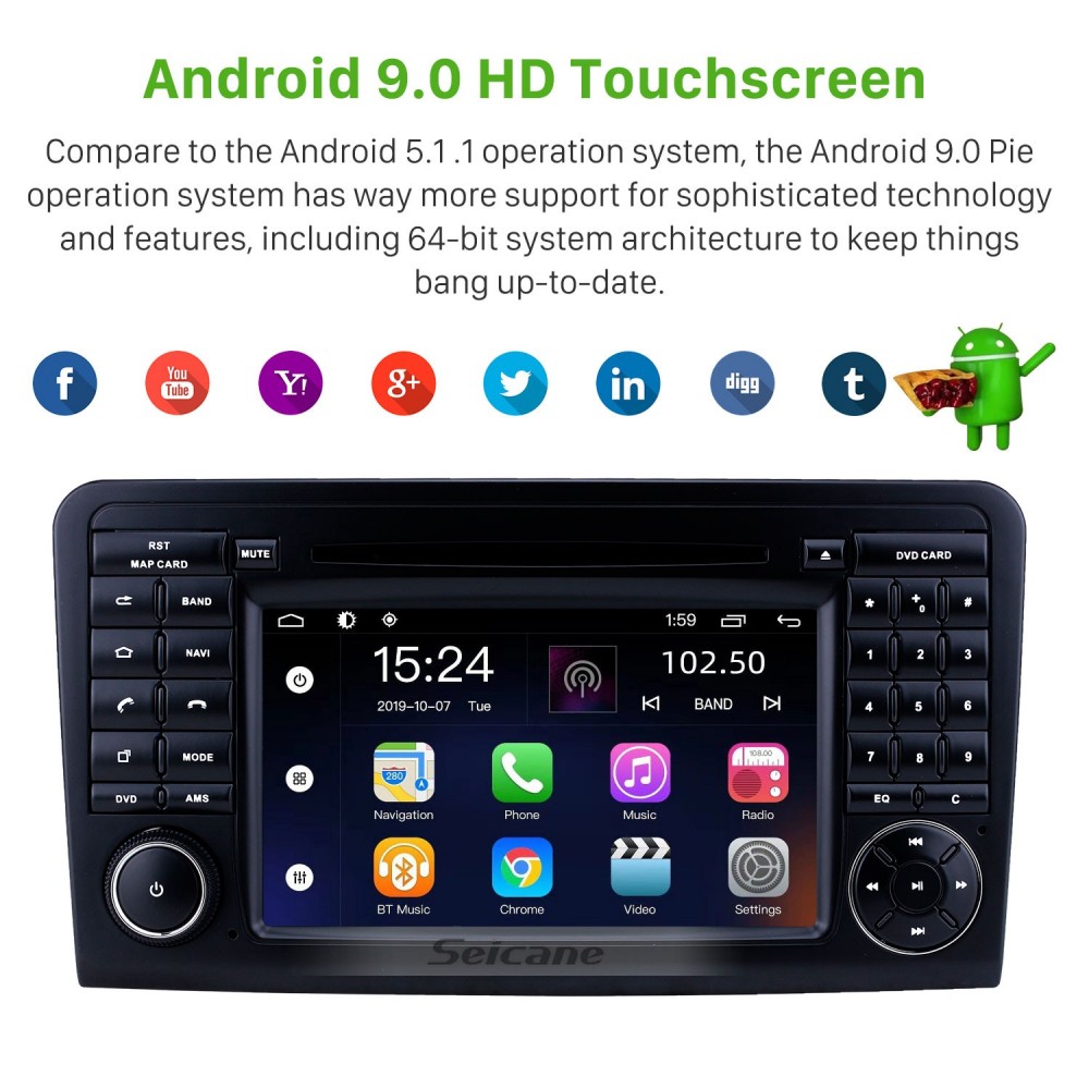 Android 9.0 7 Дюймов Для Mercedes Benz ML CLASS W164 ML350 ML430.
