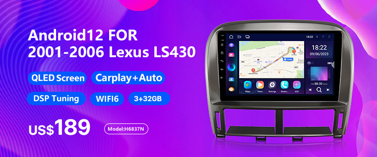 For 2001 2002 2003 2004 2005 2006 Lexus LS430 Android 13.0 Radio with 9 inch Touchscreen GPS Navigation System Bluetooth support RDS WIFI DVR Carplay