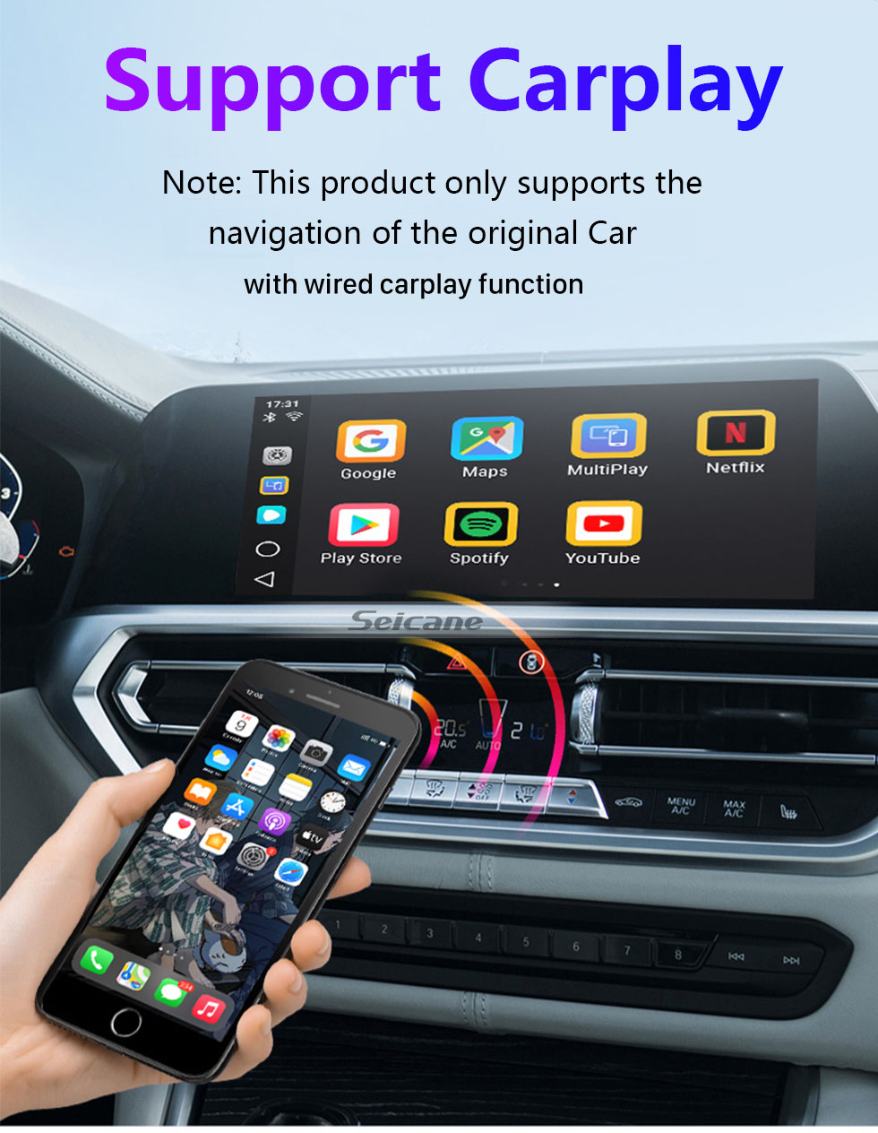 Seicane Carplay AI Box 2+32G for the Factory Carplay support BMW Mercedes Benz Audi Peugeot VW Android 11.0 USB Box Adapter Seicane Carplay AI Box 2+32G for the Factory Carplay support BMW Mercedes Benz Audi Peugeot VW Android 11.0 USB Box Adapter
