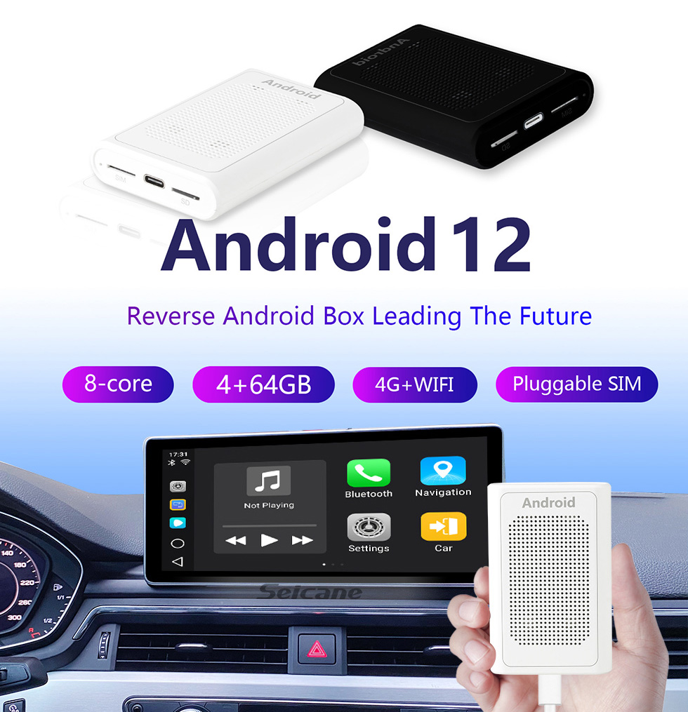 Nouvelle boîte Android 4 + 64G pour le support Carplay d'usine BMW Mercedes  Benz Audi Peugeot VW Android 12.0 Adaptateur de boîte USB