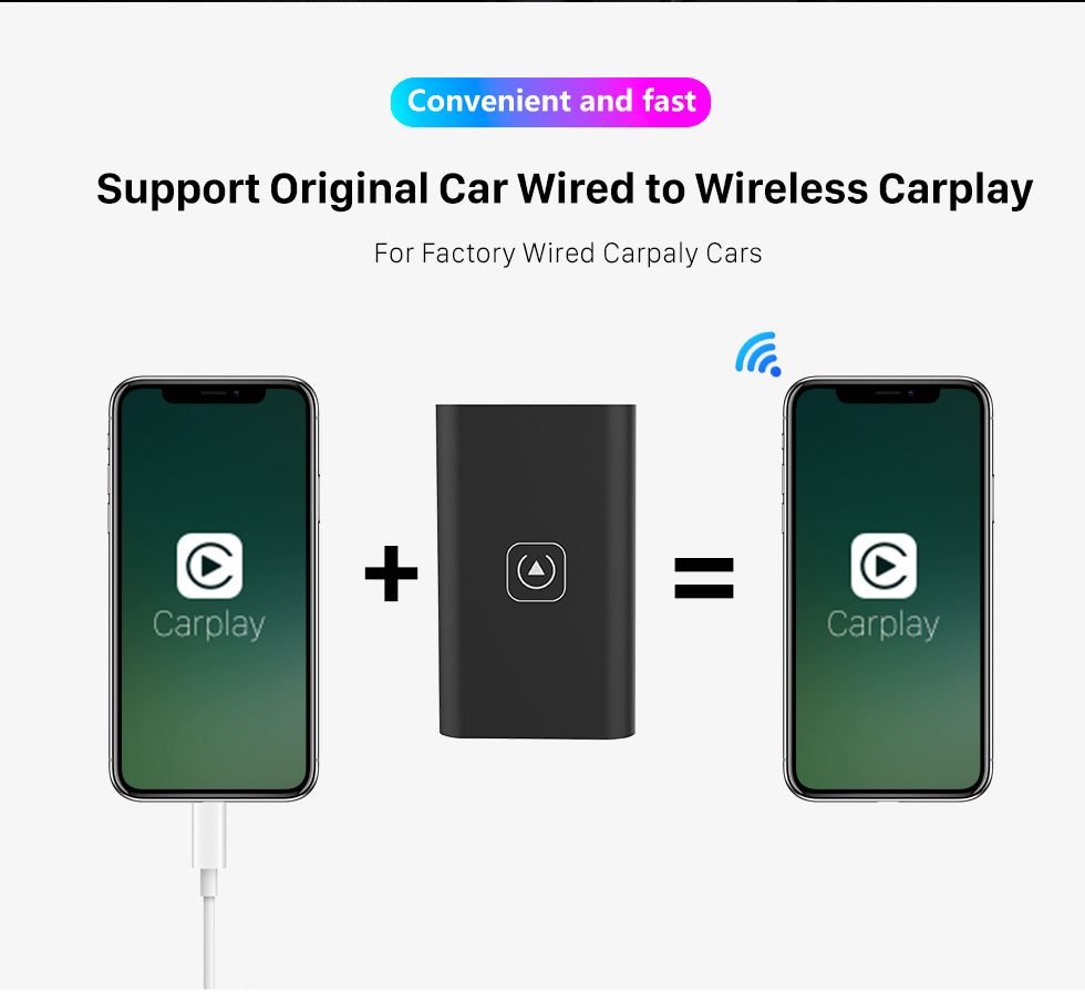 Seicane Plug and Play Adaptador inalámbrico Carplay Dongle USB para soporte Carplay cableado de fábrica Audi BWM Benz Ford Jeep Kia Honda VX Toyota