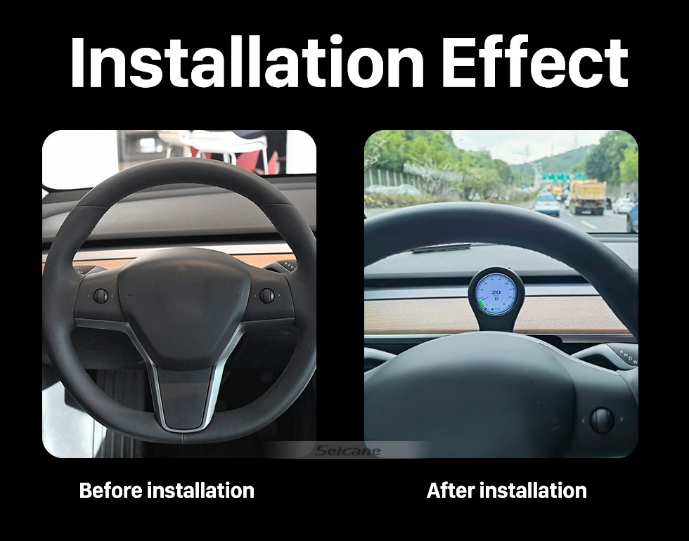 Seicane Painel de instrumentos LCD para Tesla Modelo 3 (2019-2022) Modelo Y (2021-2022) Suporte para painel digital Carga de telefone sem fio