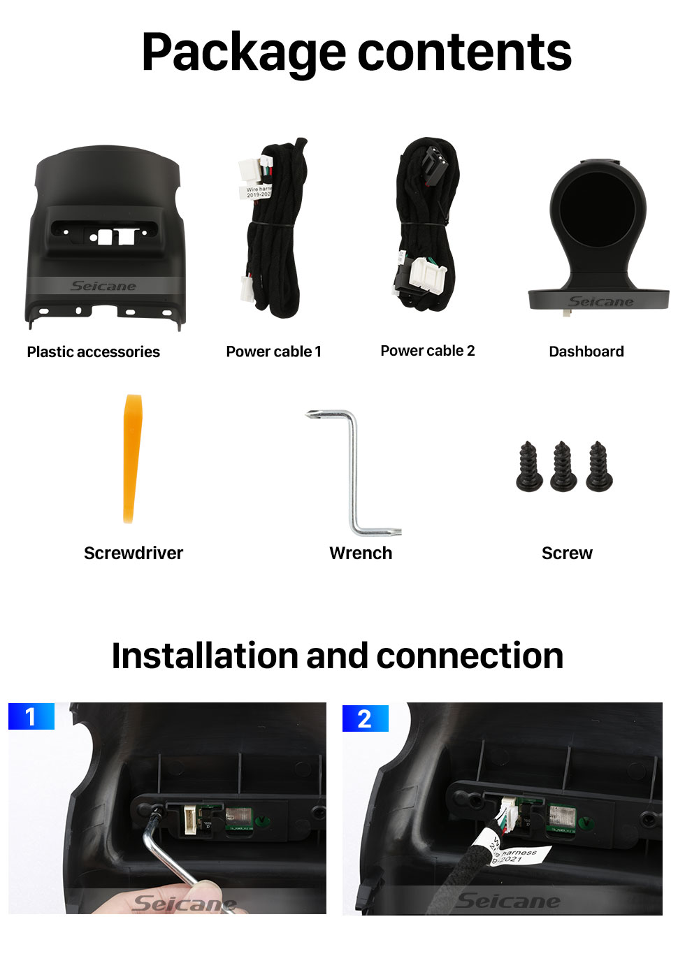 Seicane Tableau de bord LCD pour Tesla modèle 3 (2019-2022) modèle Y (2021-2022) prise en charge du tableau de bord numérique Charge de téléphone sans fil