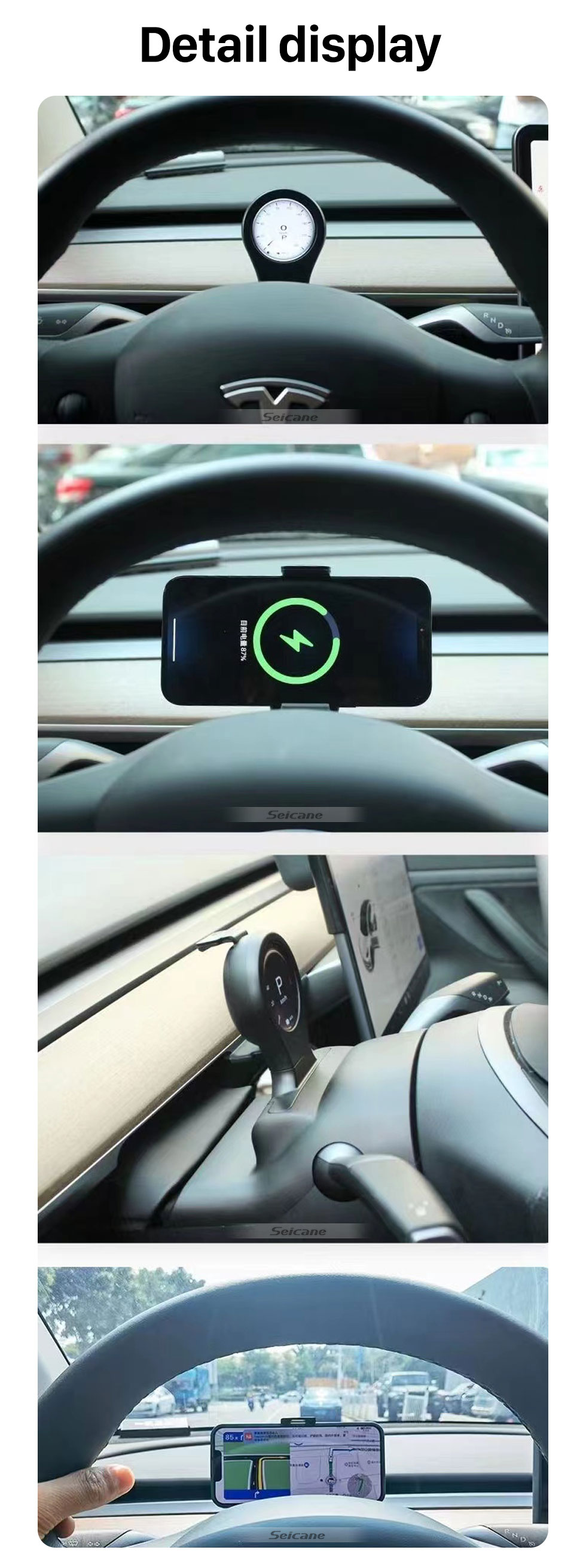 Seicane Grupo de instrumentos LCD para Tesla Model 3 (2019-2022) Model Y (2021-2022) Tablero digital compatible con carga de teléfono inalámbrico