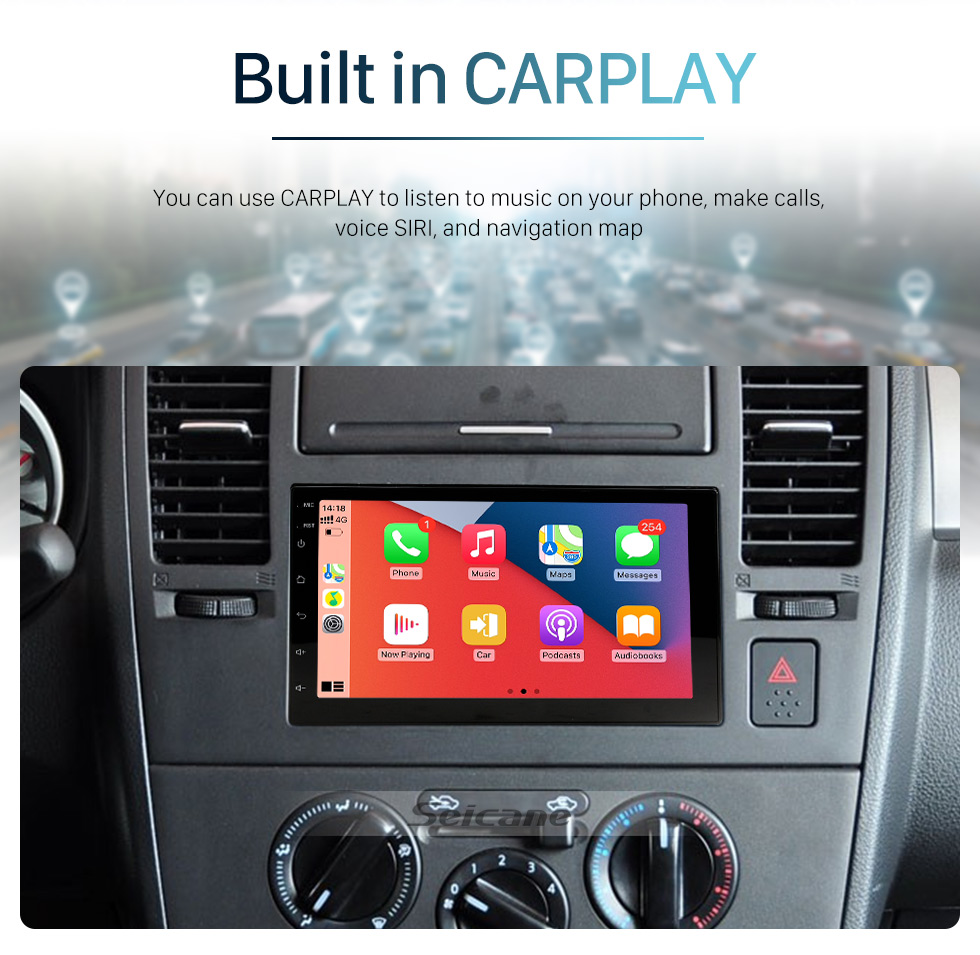 Seicane Carplay для 7-дюймового автомобильного MP5-плеера с сенсорным экраном, радио, Bluetooth, поддержка камеры заднего вида