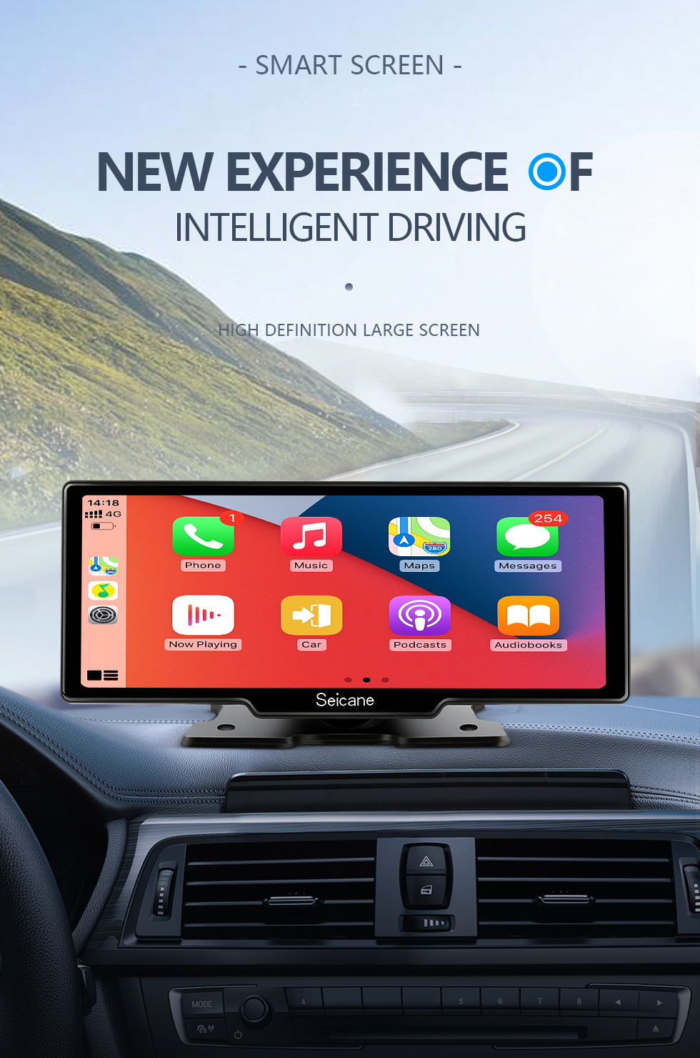 Seicane 10.26 &amp;quot;2.5K Câmera de visão traseira Carplay Universal Android Auto Smart Player WiFi FM Suporte H.264 1080P