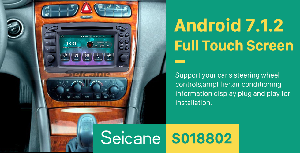 Seicane Reproductor DVD del coche para Mercedes-Benz CLK-W209 con GPS Radio TV Bluetooth Pantalla táctil