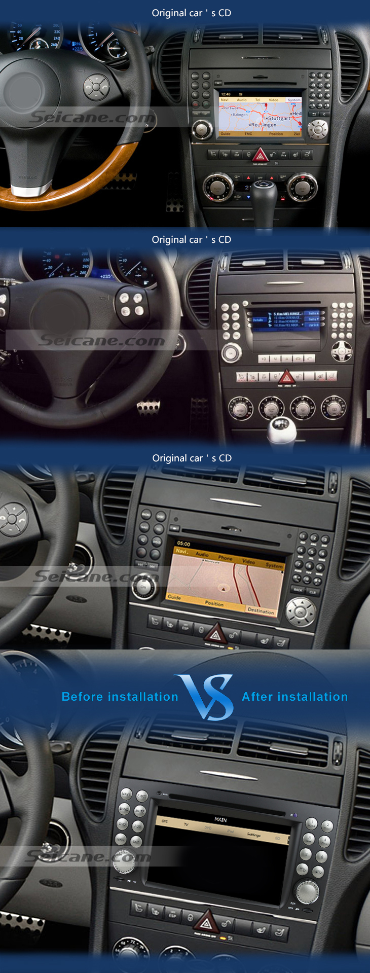 Seicane Reproductor DVD del coche para Mercedes-Benz SLK con GPS Radio TV Bluetooth