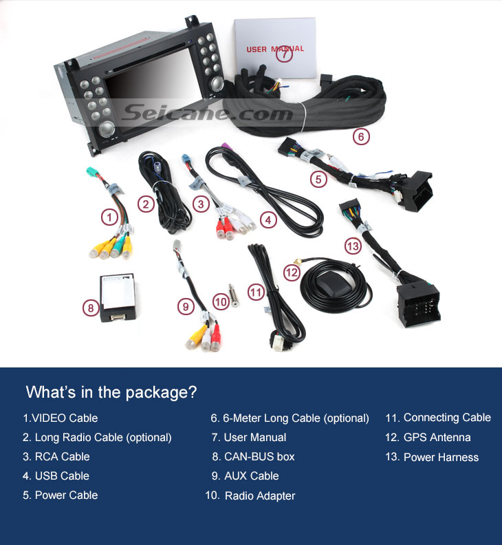 Seicane Reproductor DVD del coche para Mercedes-Benz SLK con GPS Radio TV Bluetooth