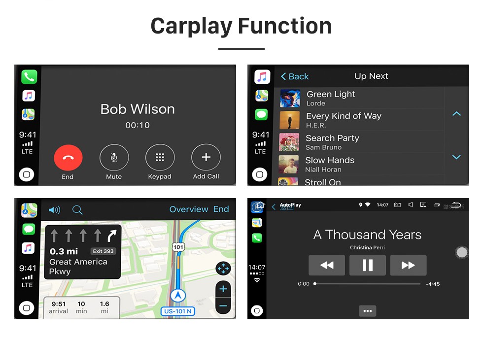 Seicane Plug and Play Carplay Android Auto USB Dongle para Android Car Radio Soporte IOS IPhone Control de pantalla táctil del coche Siri Micrófono control de voz