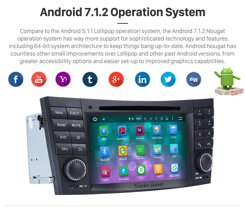 Seicane Android 7.1 GPS Navigation system for 2001-2008 Mercedes-Benz G-Class W463 G550 G500 G400 G320 G270 G55 with Radio DVD Player Touch Screen Bluetooth WiFi TV HD 1080P Video Backup Camera steering wheel control USB SD Seicane Android 7.1 GPS Navigation system for 2001-2008 Mercedes-Benz G-Class W463 G550 G500 G400 G320 G270 G55 with Radio DVD Player Touch Screen Bluetooth WiFi TV HD 1080P Video Backup Camera steering wheel control USB SD