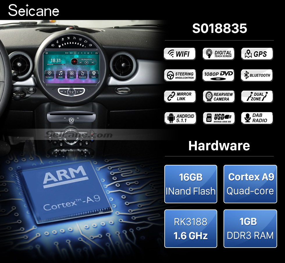 Seicane HD 1024*600 Touchscreen 2006-2013 BMW Mini Cooper with 8 inch Android 5.1.1 Autoradio GPS DVD Player Bluetooth HD 1080P Video Steering Wheel Control Seicane HD 1024*600 Touchscreen 2006-2013 BMW Mini Cooper with 8 inch Android 5.1.1 Autoradio GPS DVD Player Bluetooth HD 1080P Video Steering Wheel Control