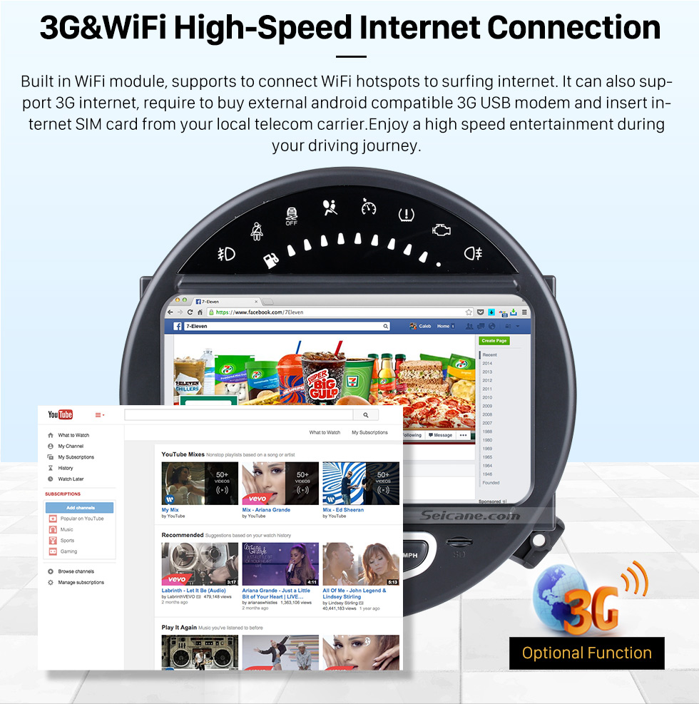 3G&WiFi High-Speed Internet Connection HD 1024*600 Touchscreen 2006-2013 BMW Mini Cooper with 8 inch Android 5.1.1 Autoradio GPS DVD Player Bluetooth HD 1080P Video Steering Wheel Control 3G&WiFi High-Speed Internet Connection HD 1024*600 Touchscreen 2006-2013 BMW Mini Cooper with 8 inch Android 5.1.1 Autoradio GPS DVD Player Bluetooth HD 1080P Video Steering Wheel Control