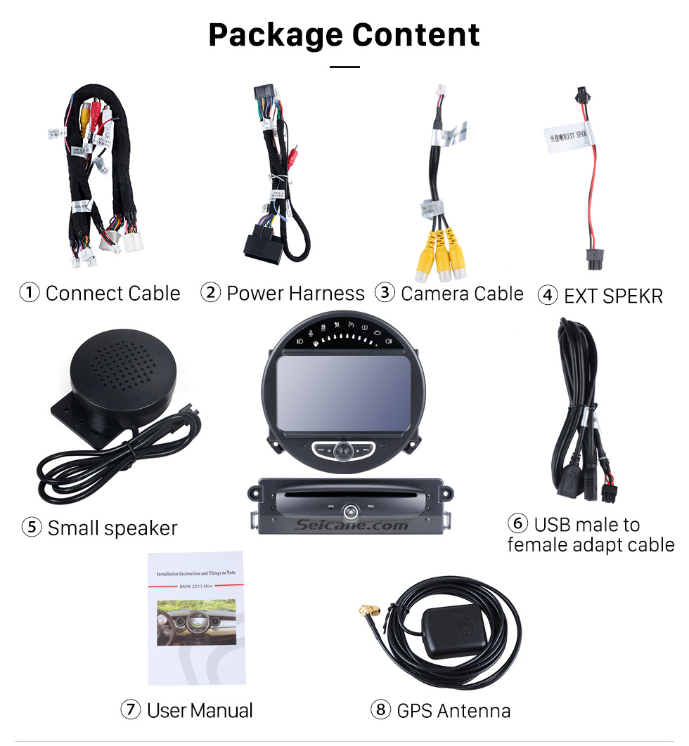 Package Content HD 1024*600 Touchscreen 2006-2013 BMW Mini Cooper with 8 inch Android 5.1.1 Autoradio GPS DVD Player Bluetooth HD 1080P Video Steering Wheel Control Package Content HD 1024*600 Touchscreen 2006-2013 BMW Mini Cooper with 8 inch Android 5.1.1 Autoradio GPS DVD Player Bluetooth HD 1080P Video Steering Wheel Control