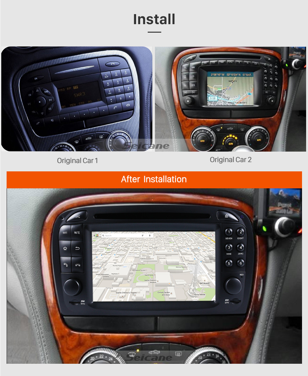 Seicane Android 8.0 système de navigation GPS pour 2001-2004 Mercedes SL R230 SL350 SL500 SL55 SL600 SL65 avec Lecteur DVD Ecran tactile Radio Bluetooth WiFi TV HD 1080P Vidéo Caméra de recul Contrôle Volant USB SD Seicane Android 8.0 système de navigation GPS pour 2001-2004 Mercedes SL R230 SL350 SL500 SL55 SL600 SL65 avec Lecteur DVD Ecran tactile Radio Bluetooth WiFi TV HD 1080P Vidéo Caméra de recul Contrôle Volant USB SD