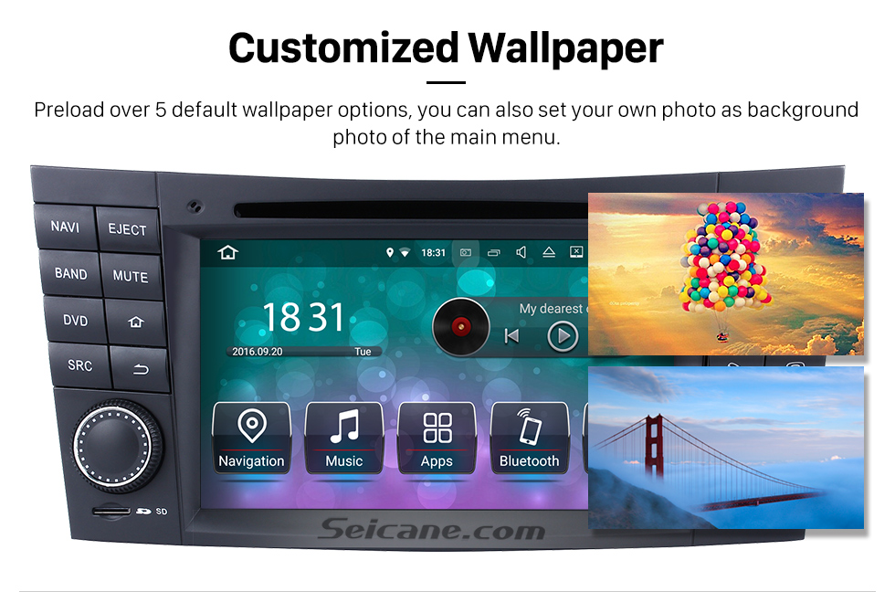 Seicane 2002-2008 Mercedes-Benz E-Class W211 E200 E220 E240 E270 E280 Android 8.0 GPS Navigation system Radio DVD Player Touch Screen TV HD 1080P Video Rearview Camera steering wheel control USB SD Bluetooth WiFi Seicane 2002-2008 Mercedes-Benz E-Class W211 E200 E220 E240 E270 E280 Android 8.0 GPS Navigation system Radio DVD Player Touch Screen TV HD 1080P Video Rearview Camera steering wheel control USB SD Bluetooth WiFi