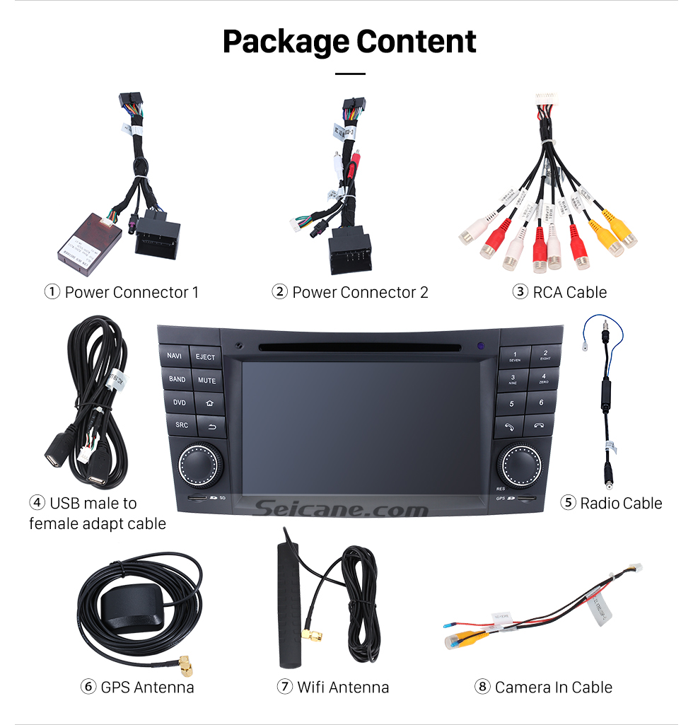 Seicane 2002-2008 Mercedes-Benz E-Class W211 E200 E220 E240 E270 E280 Android 8.0 GPS Navigation system Radio DVD Player Touch Screen TV HD 1080P Video Rearview Camera steering wheel control USB SD Bluetooth WiFi Seicane 2002-2008 Mercedes-Benz E-Class W211 E200 E220 E240 E270 E280 Android 8.0 GPS Navigation system Radio DVD Player Touch Screen TV HD 1080P Video Rearview Camera steering wheel control USB SD Bluetooth WiFi