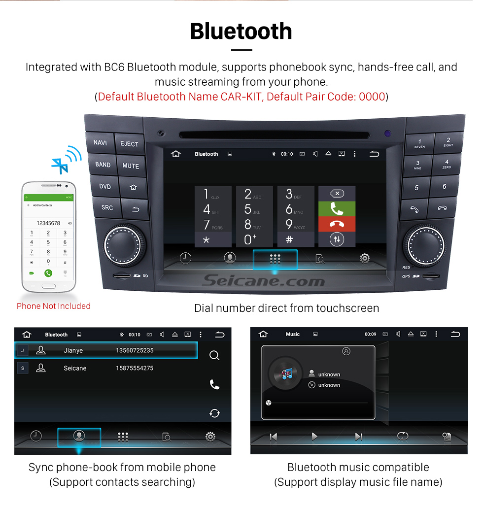 Seicane 2002-2008 Mercedes-Benz E-Class W211 E200 E220 E240 E270 E280 Android 8.0 GPS Navigation system Radio DVD Player Touch Screen TV HD 1080P Video Rearview Camera steering wheel control USB SD Bluetooth WiFi Seicane 2002-2008 Mercedes-Benz E-Class W211 E200 E220 E240 E270 E280 Android 8.0 GPS Navigation system Radio DVD Player Touch Screen TV HD 1080P Video Rearview Camera steering wheel control USB SD Bluetooth WiFi