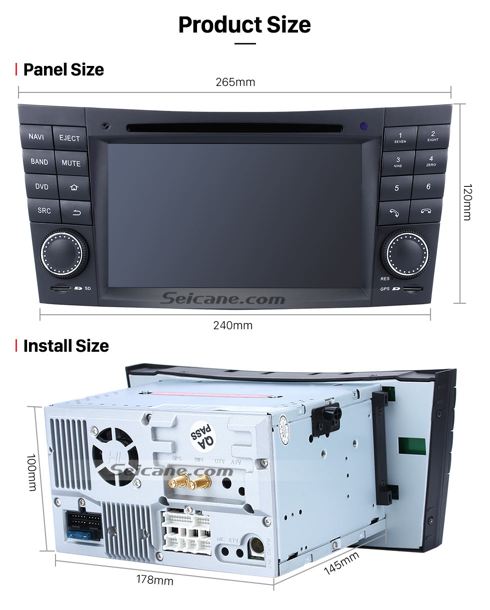 Seicane 2002-2008 Mercedes-Benz E-Class W211 E200 E220 E240 E270 E280 Android 8.0 GPS Navigation system Radio DVD Player Touch Screen TV HD 1080P Video Rearview Camera steering wheel control USB SD Bluetooth WiFi Seicane 2002-2008 Mercedes-Benz E-Class W211 E200 E220 E240 E270 E280 Android 8.0 GPS Navigation system Radio DVD Player Touch Screen TV HD 1080P Video Rearview Camera steering wheel control USB SD Bluetooth WiFi