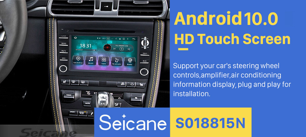 Seicane Nachrüst Android 9.0 GPS Navigatie systeem für 2005-2008 Porsche BOXSTER mit DVD Spieler Touchscreen Radio W-lan TV HD 1080P Video Rückfahrkamera Lenkradsteuerung USB SD Bluetooth