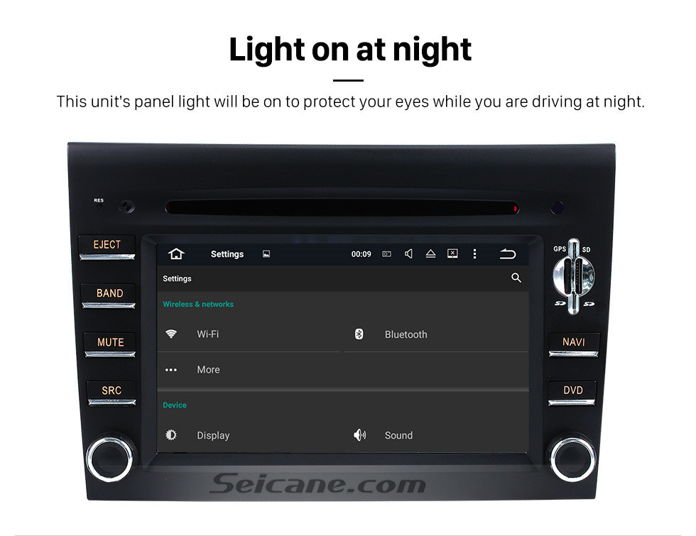 Seicane OEM Android 9.0 Lecteur DVD Système de navigation GPS pour 2005-2008 Porsche CAYMAN avec HD 1080P Vidéo Bluetooth Écran tactile Radio WiFi TV Caméra de recul Commande au volant USB SD