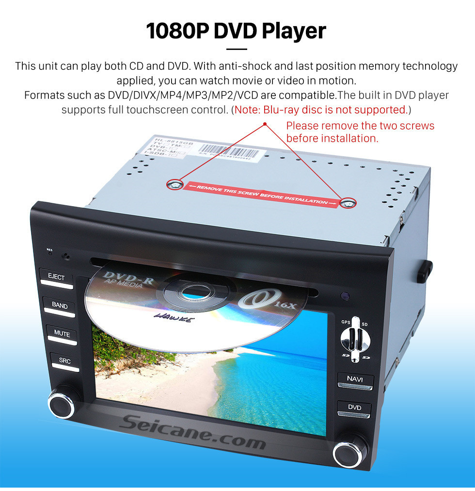 Seicane OEM Android 9.0 DVD Player Sistema de navegação GPS para 2005-2008 Porsche CAYMAN com vídeo HD 1080P Bluetooth Tela sensível ao toque Rádio WiFi TV Backup Câmera Controle do volante USB SD