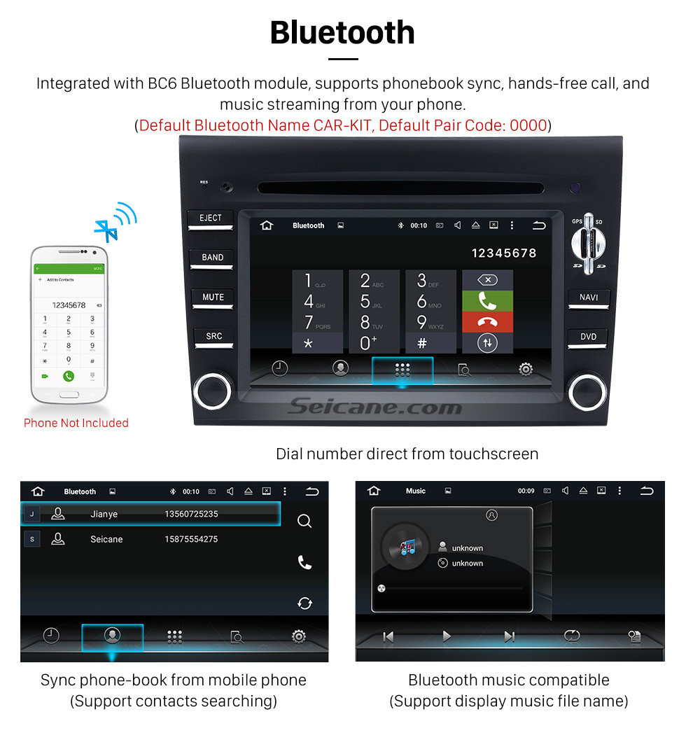 Seicane OEM Android 9.0 DVD Spieler GPS Navigatie systeem für 2005-2008 Porsche CAYMAN mit HD 1080P Video Bluetooth Touchscreen Radio W-lan TV Backup Kamera Lenkradsteuerung USB SD