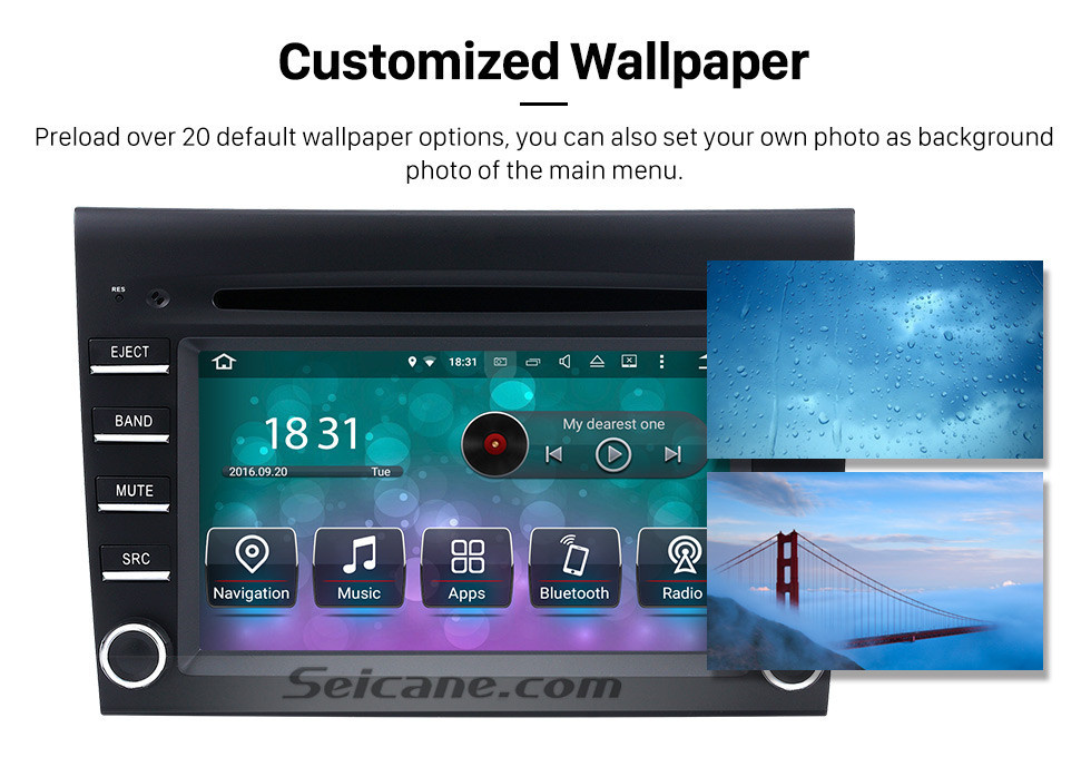 Seicane OEM Android 9.0 Reproductor de DVD Sistema de navegación GPS para 2005-2008 Porsche CAYMAN con HD 1080P Video Bluetooth Pantalla táctil Radio WiFi TV Cámara de respaldo Control del volante USB SD