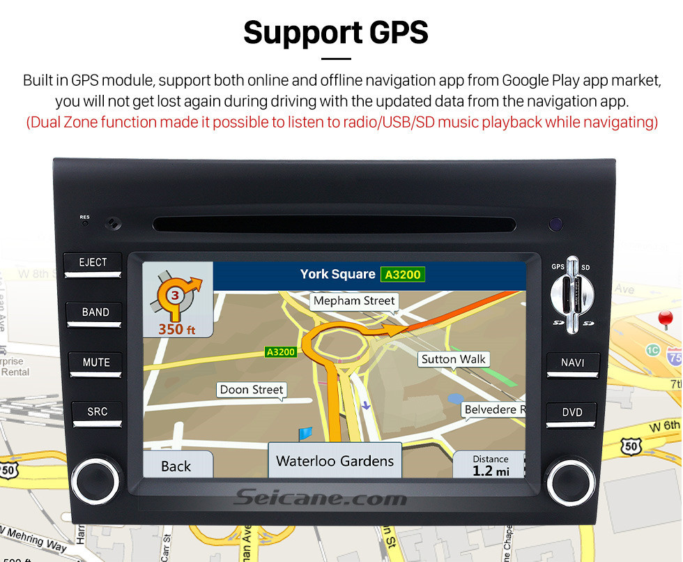 Seicane Android 9.0 GPS навигационная система для 2005-2008 Porsche 911 997 с DVD-плеером Сенсорный экран Радио Bluetooth Wi-Fi ТВ Резервное копирование камеры Управление рулем HD 1080P Видео USB SD